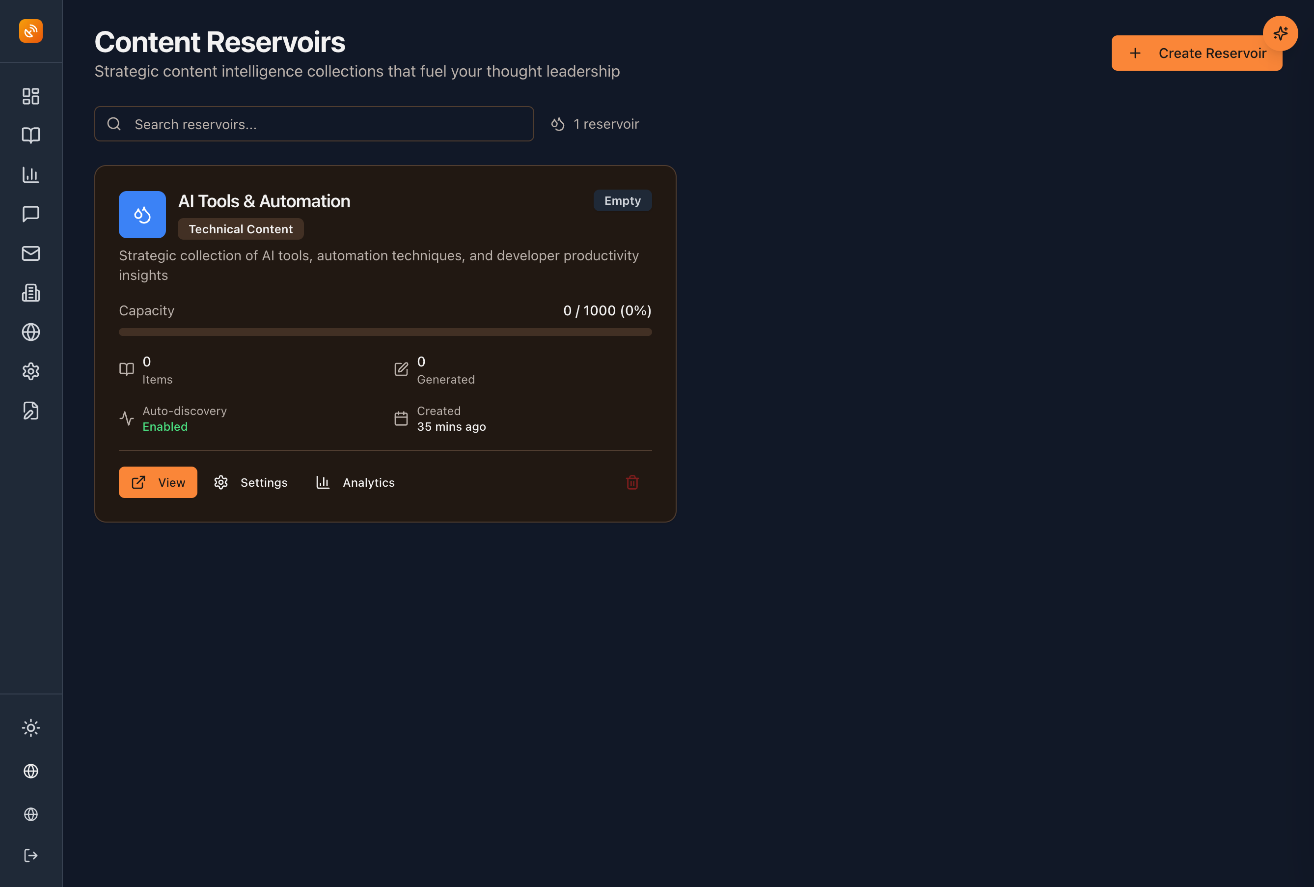 Content Reservoirs Dashboard